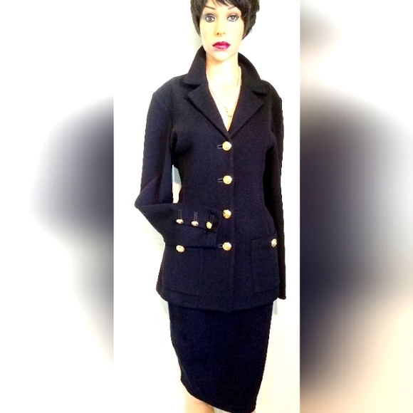 St. John Skirts St John Basics 8 Classic Black Santana Knit Gold